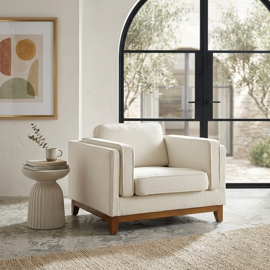 Habi Upholstered Fabric Sofa, 1-Seater W 101 x D 84 x H 74 cm - (OT)
