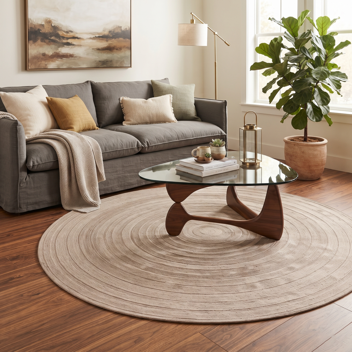 Hand-Tufted Round Wool Rug | Geometric Motif (GG)