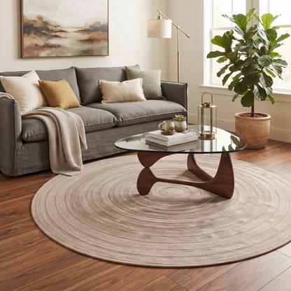 Hand-Tufted Round Wool Rug | Geometric Motif (GG)