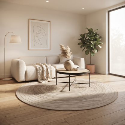 Hand-Tufted Round Wool Rug | Geometric Motif (GG)