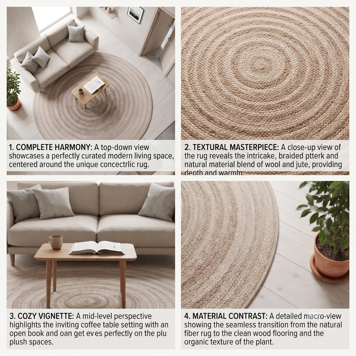 Hand-Tufted Round Wool Rug | Geometric Motif (GG)