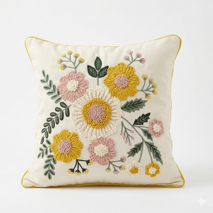 Heavy Embroidered Floral Cushion Cover - 16x16 Inches (CD)