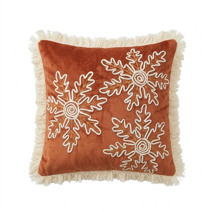 Embroidered Snowflake Cushion Cover - 12x12 Inches (CD)