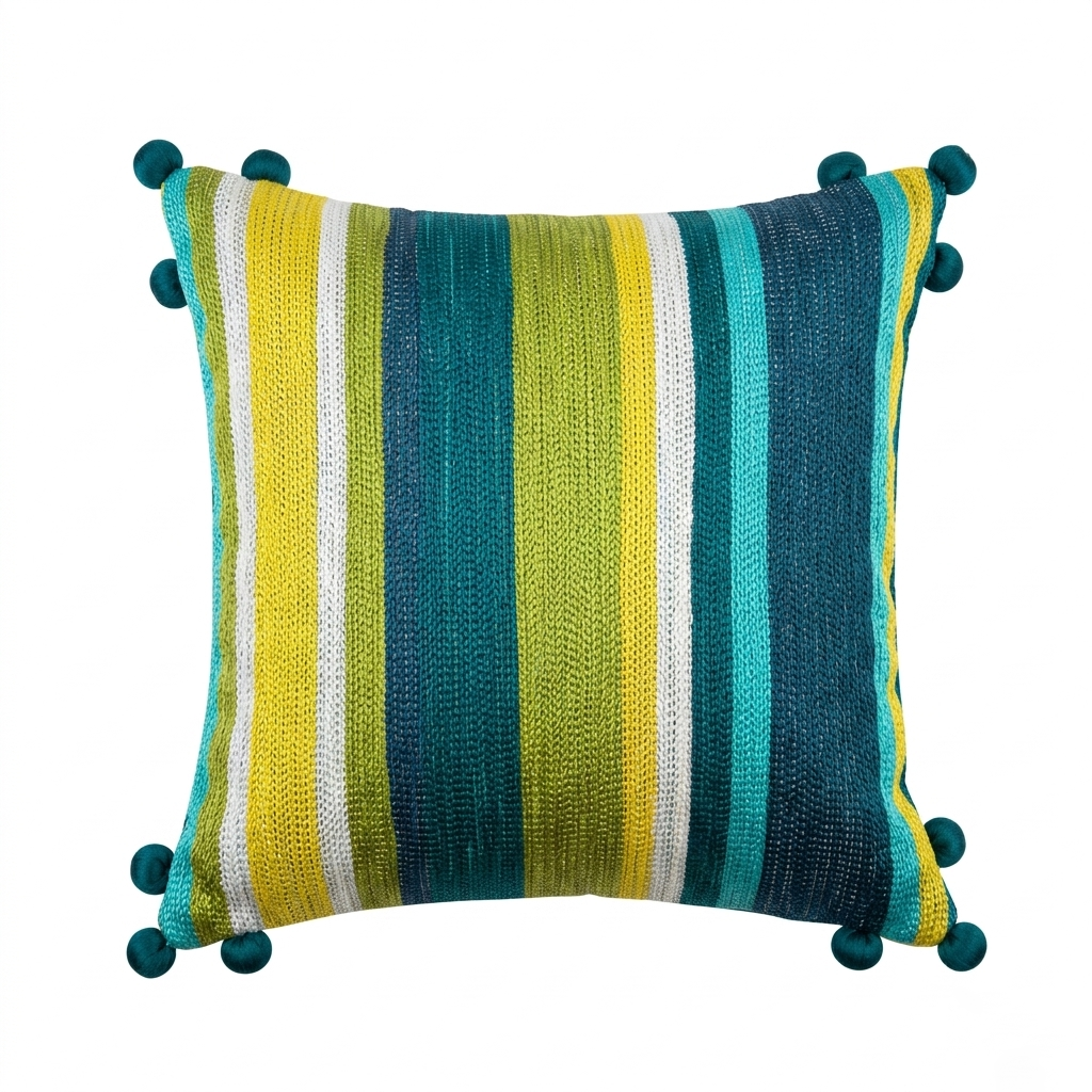 Striped Tassel Cushion Cover - 12x12 Inches (CD)