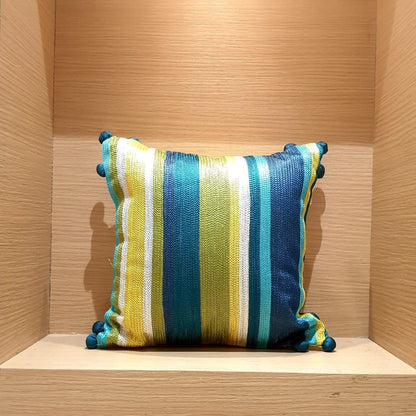 Striped Tassel Cushion Cover - 12x12 Inches (CD)