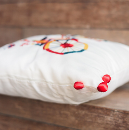 Embroidered Bicycle Cushion Cover - 12x12 Inches (CD)