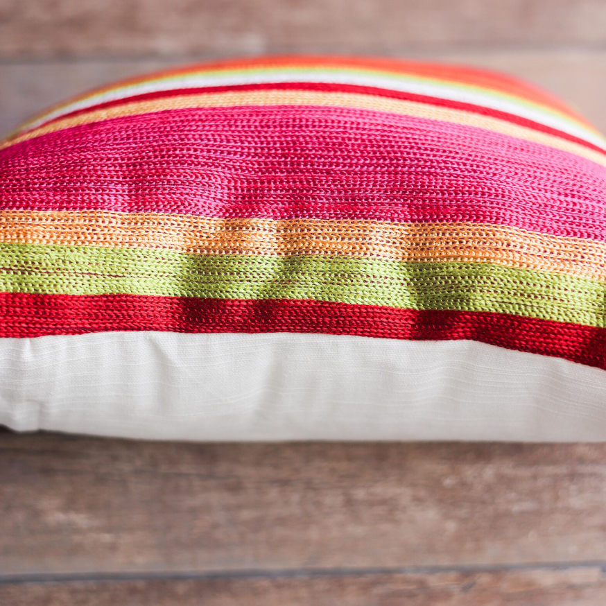 Vibrant Multi-Stripe Cushion Cover - 12x12 Inches (CD)