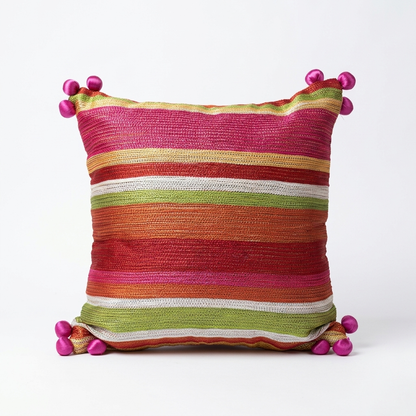 Vibrant Multi-Stripe Cushion Cover - 12x12 Inches (CD)