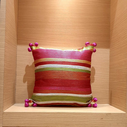Vibrant Multi-Stripe Cushion Cover - 12x12 Inches (CD)