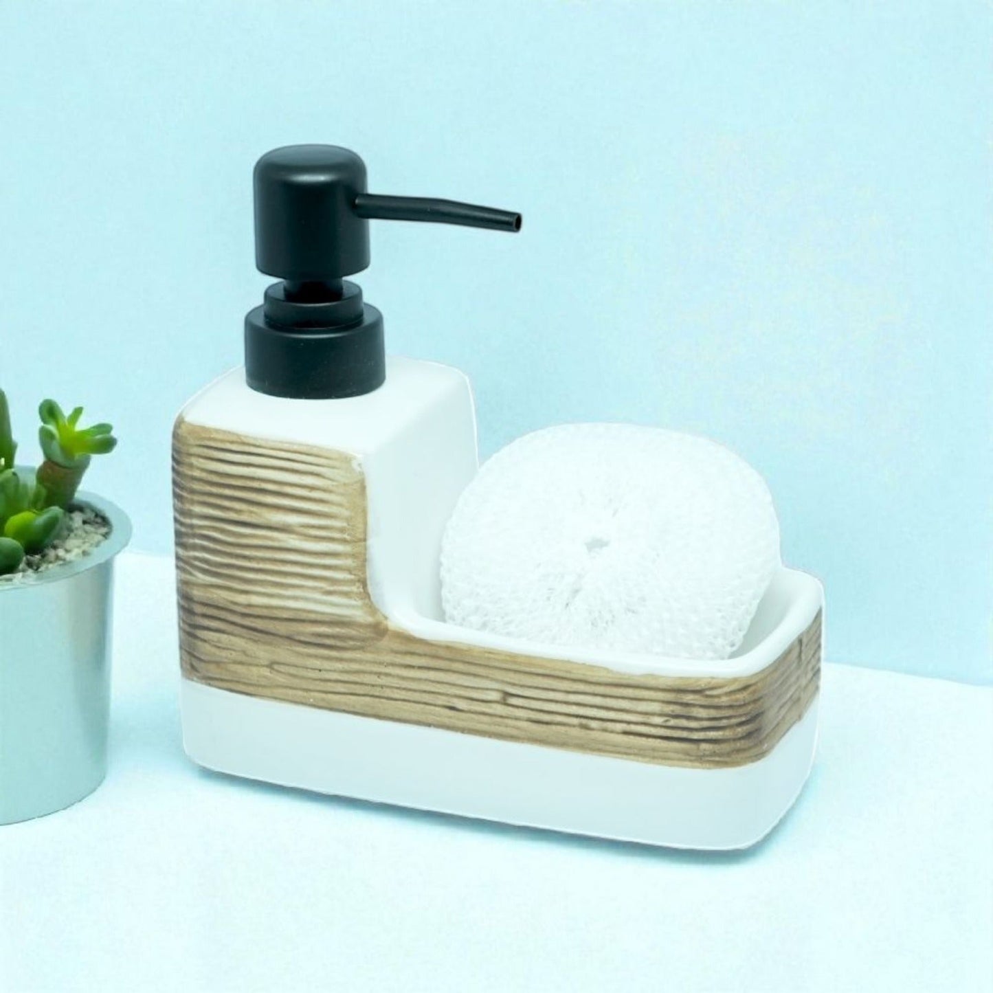 Integrated Scrubber Caddy Series Ceramic Soap Dispenser (W)