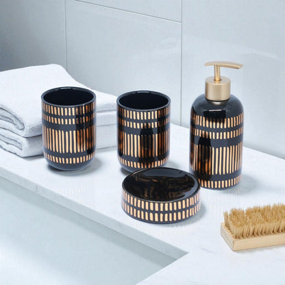 Elementa Bathroom Accessories Set - 1 Soap Dispenser + Toothbrush Holder + 1 Tumblers + 1 Soap Dish (W)