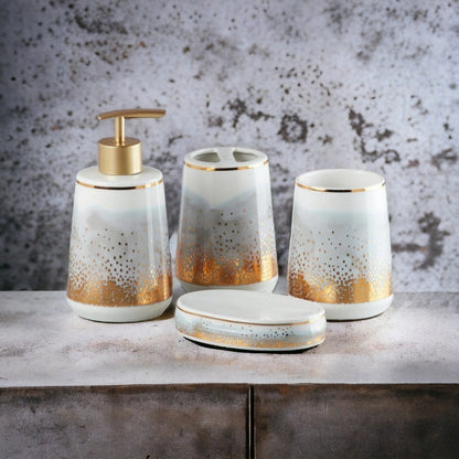 Abstract Nebula Bathroom Accessories Set - 1 Soap Dispenser + Toothbrush Holder + 1 Tumblers + 1 Soap Dish (W)