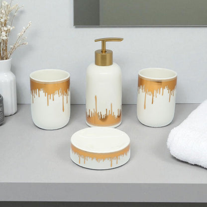 The Meridian Bathroom Accessories Set - 1 Soap Dispenser + Toothbrush Holder + 1 Tumblers + 1 Soap Dish (W)