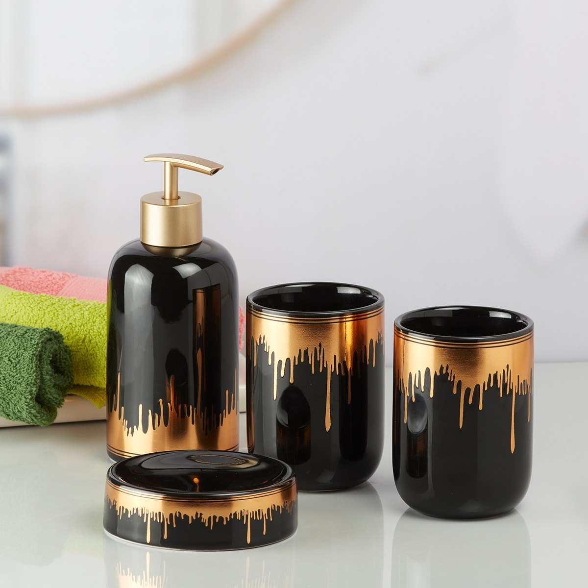 The Meridian Bathroom Accessories Set - 1 Soap Dispenser + Toothbrush Holder + 1 Tumblers + 1 Soap Dish (W) Urban Nivasa