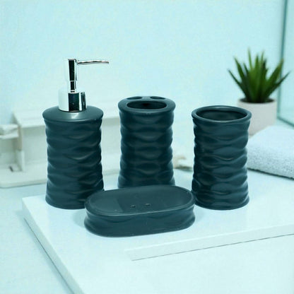 Ripple Design Bath Accessories Set - 1 Soap Dispenser + Toothbrush Holder + 1 Tumblers + 1 Soap Dish (W) Urban Nivasa