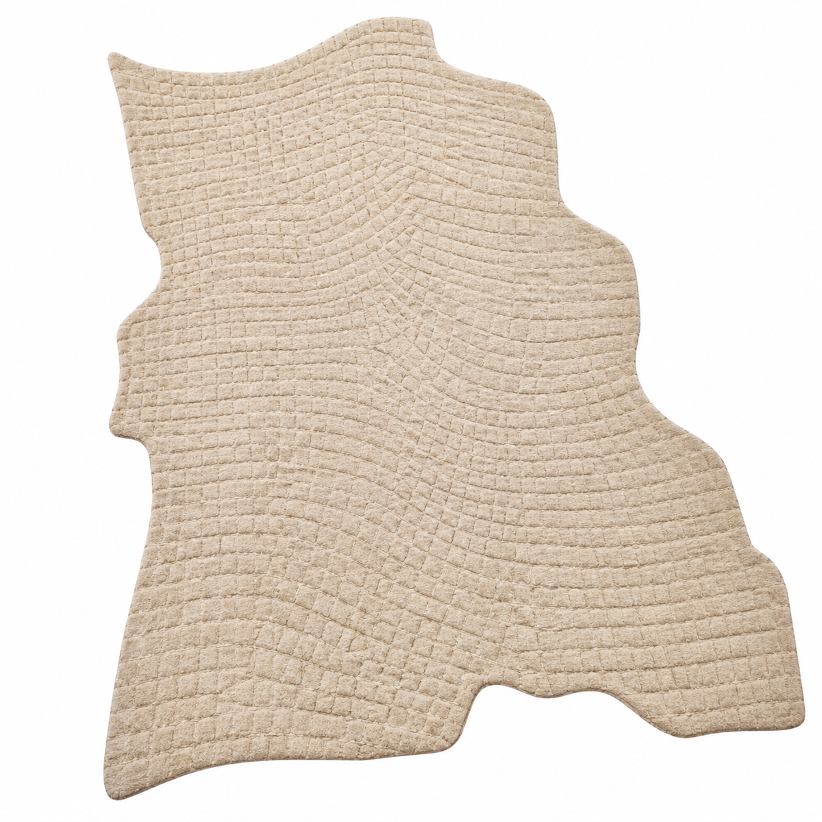 Ivory Textured New Zealand Wool Rug | Subtle Quilted Texture Pattern (GG)