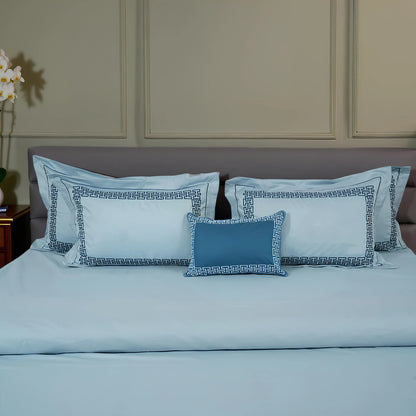 Junoon Blue Punk (400 TC) - 100% Cotton King-Size Bedsheet + 4 Pillow Covers