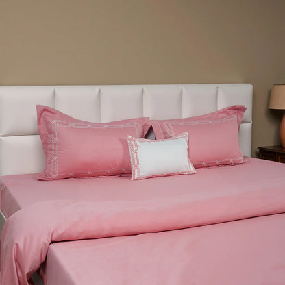 Junoon Bubble Pink (400 TC) - 100% Cotton King-Size Bedsheet + 4 Pillow Covers