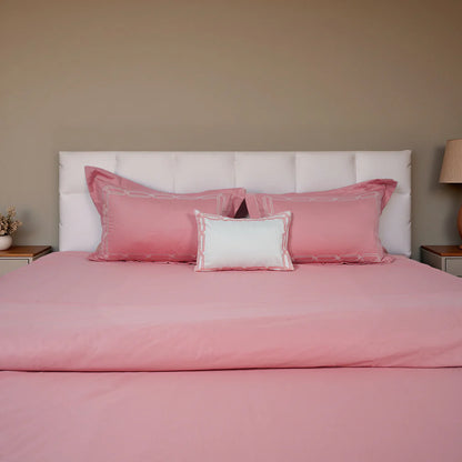 Junoon Bubble Pink (400 TC) - 100% Cotton King-Size Bedsheet + 4 Pillow Covers