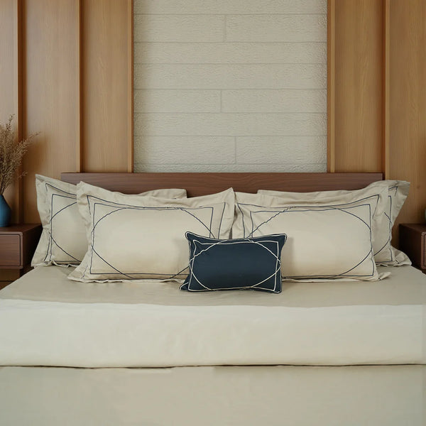 Junoon Cream Bell (400 TC) - 100% Cotton King-Size Bedsheet + 4 Pillow Covers