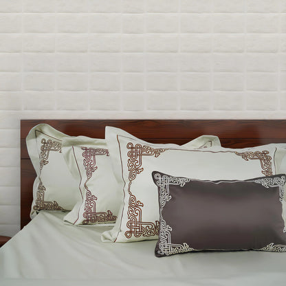 Junoon Lame White (400 TC) - 100% Cotton King-Size Bedsheet + 4 Pillow Covers