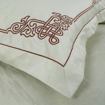 Junoon Lame White (400 TC) - 100% Cotton King-Size Bedsheet + 4 Pillow Covers