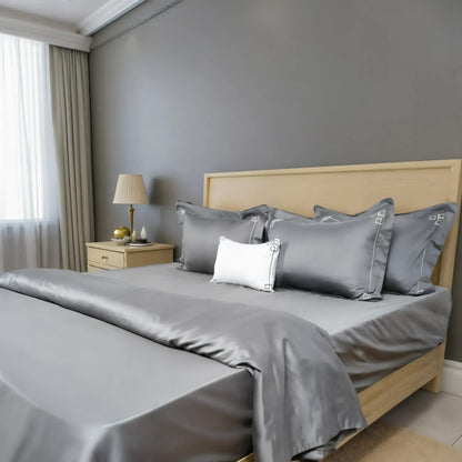 Junoon Rio Grey (400 TC) - 100% Cotton King-Size Bedsheet + 4 Pillow Covers