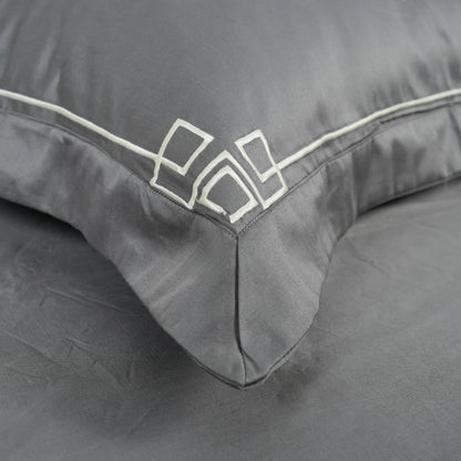 Junoon Rio Grey (400 TC) - 100% Cotton King-Size Bedsheet + 4 Pillow Covers