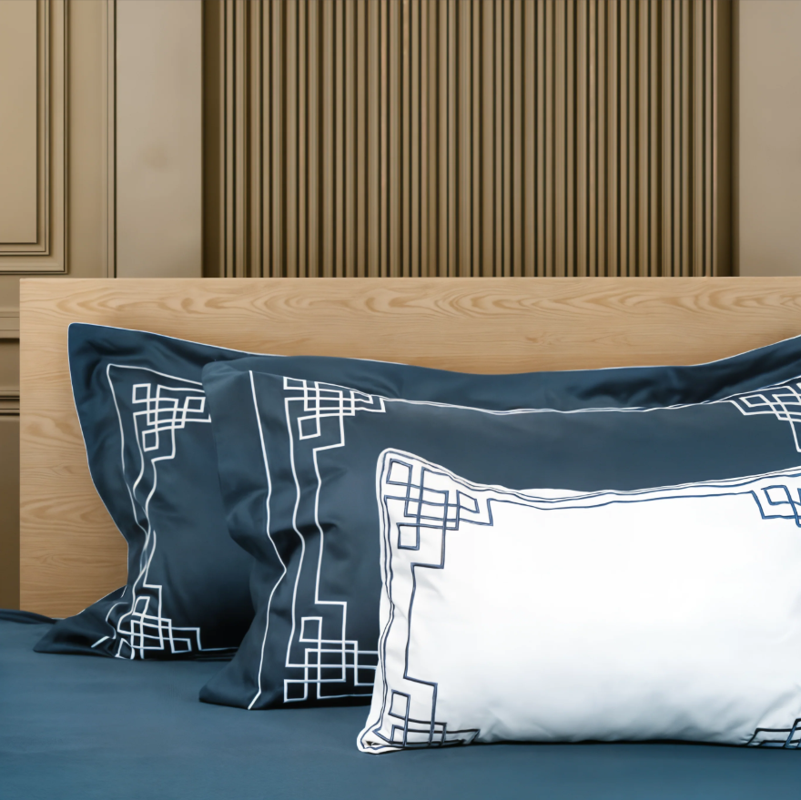 Junoon Star Blue (400 TC) - 100% Cotton King-Size Bedsheet + 4 Pillow Covers