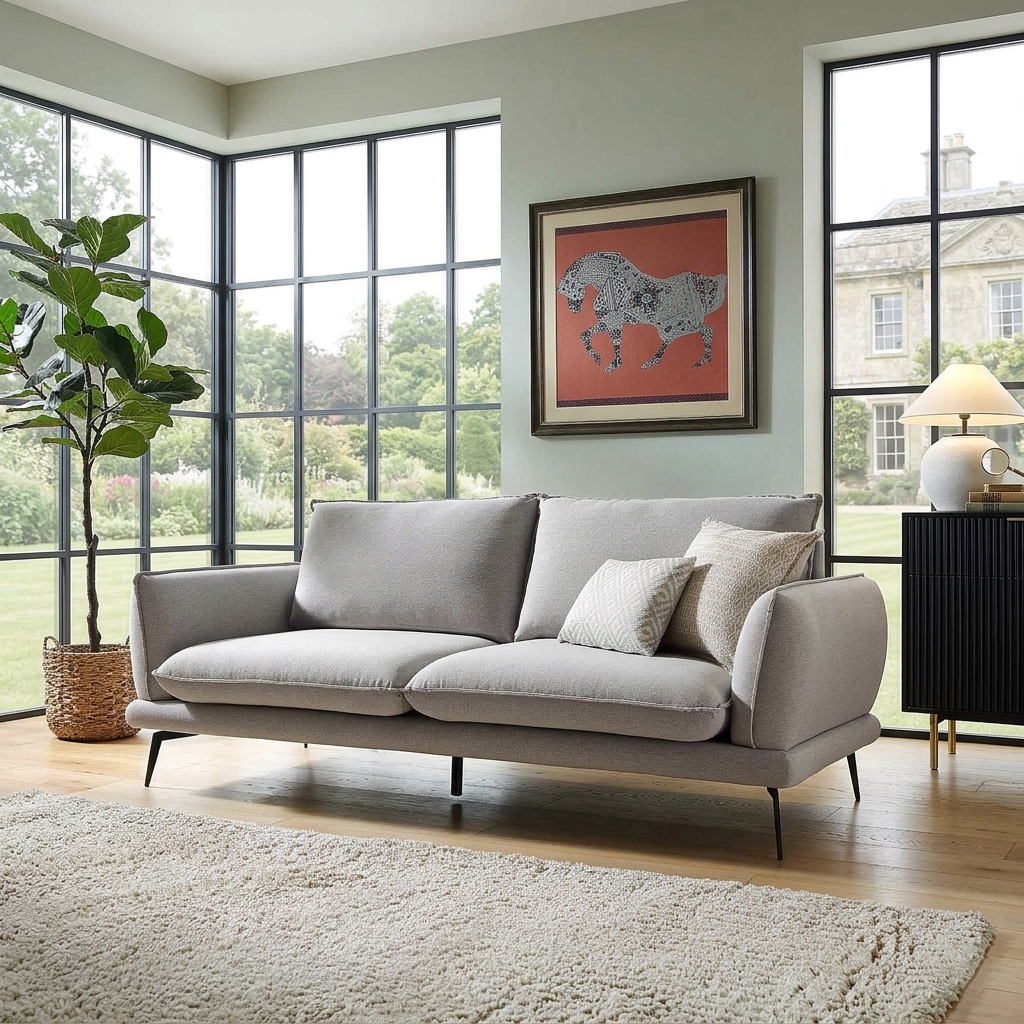 Kabi Upholstered Fabric 3-Seater Sofa W 197 x D 85 x H 82 cm - (OT)