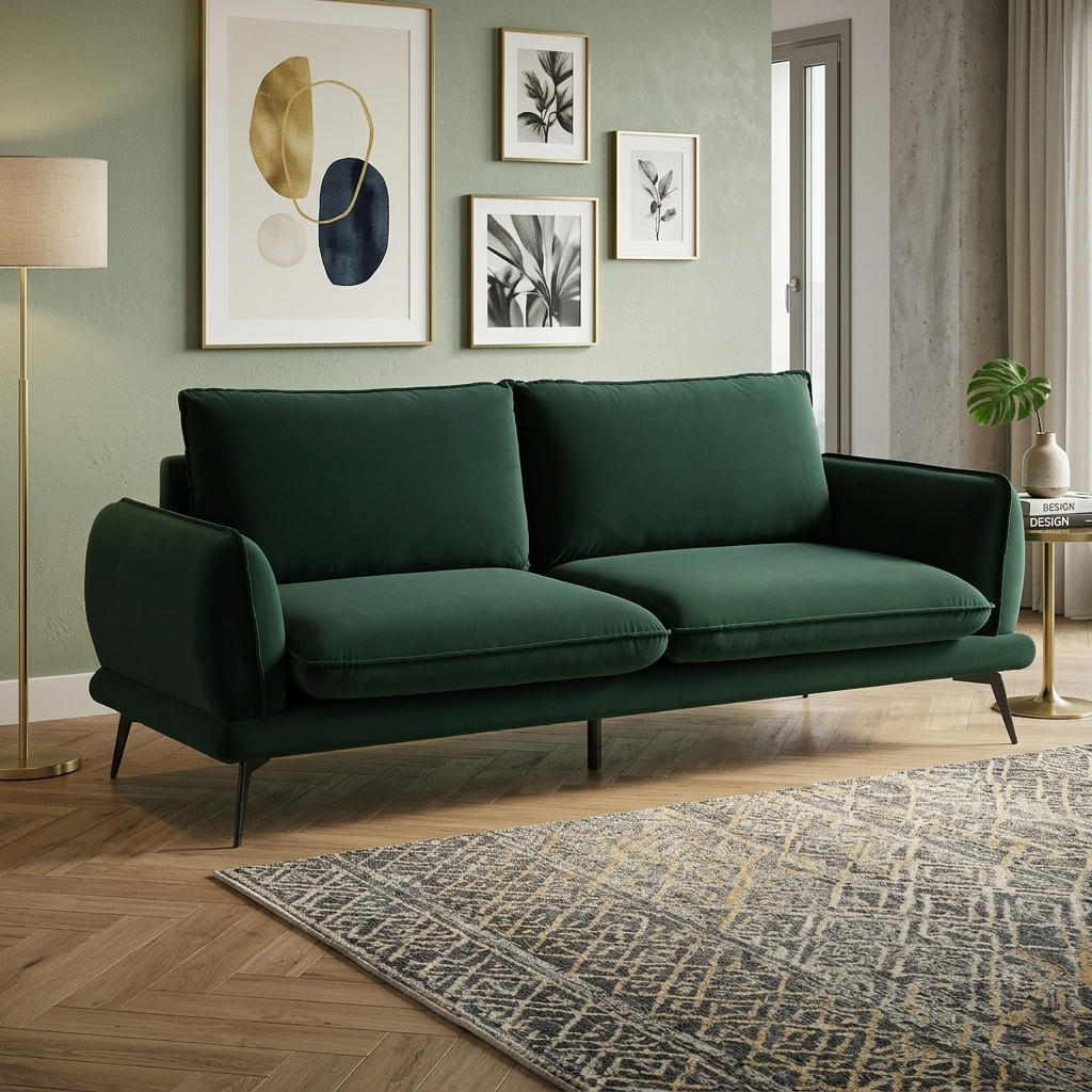 Kabi Upholstered Fabric 3-Seater Sofa W 197 x D 85 x H 82 cm - (OT)