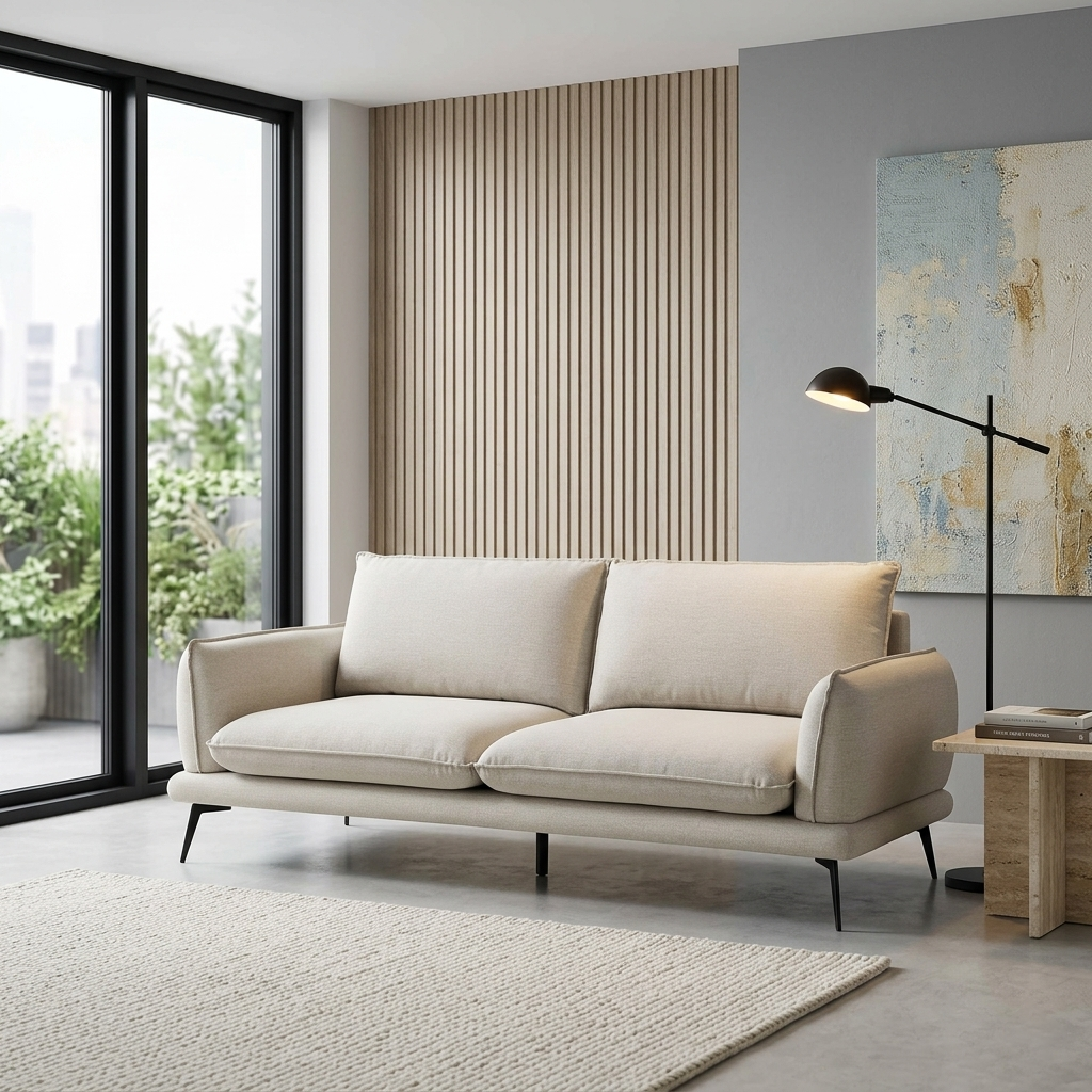 Kabi Upholstered Fabric 3-Seater Sofa W 197 x D 85 x H 82 cm - (OT)