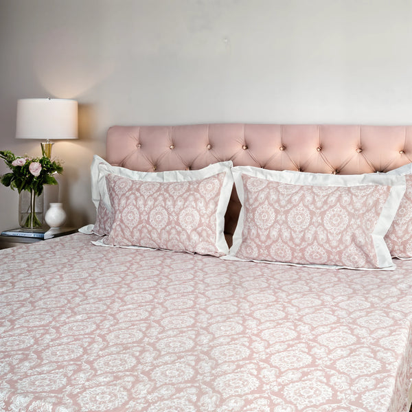 Laska Rose Mary (150 TC) - 100% Cotton King-Size Bedsheet + 2 Pillow Covers