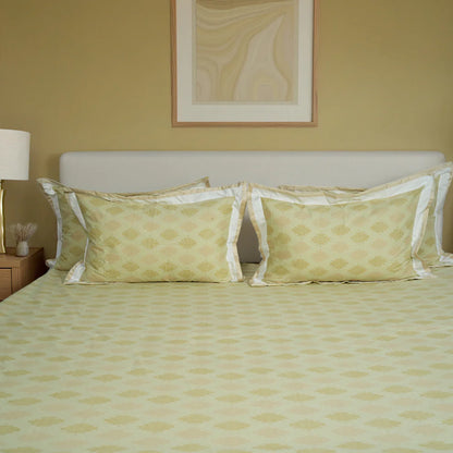 Lavish Grand Yellow 100% Cotton King-Size Bedsheet + 2 Pillow Covers
