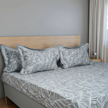 Lavish Palm Veil 100% Cotton King-Size Bedsheet + 2 Pillow Covers