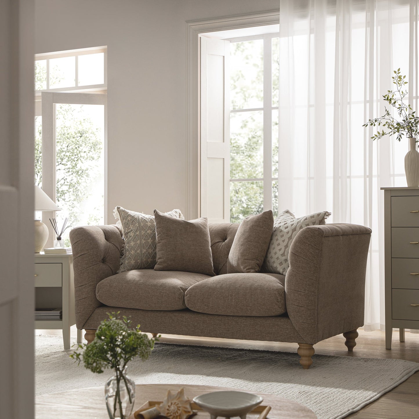 Lena 2-Seater Upholstered Sofa W 154 x D 86 x H 81 cm - (OT)