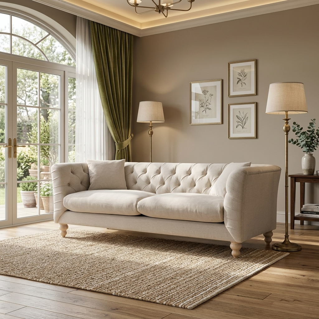 Lena 3-Seater Upholstered Sofa W 208 x D 86 x H 81 cm - (OT)