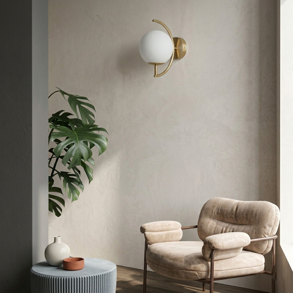Luna Arc Modern Globe Wall Light - 8in * 12in (J)
