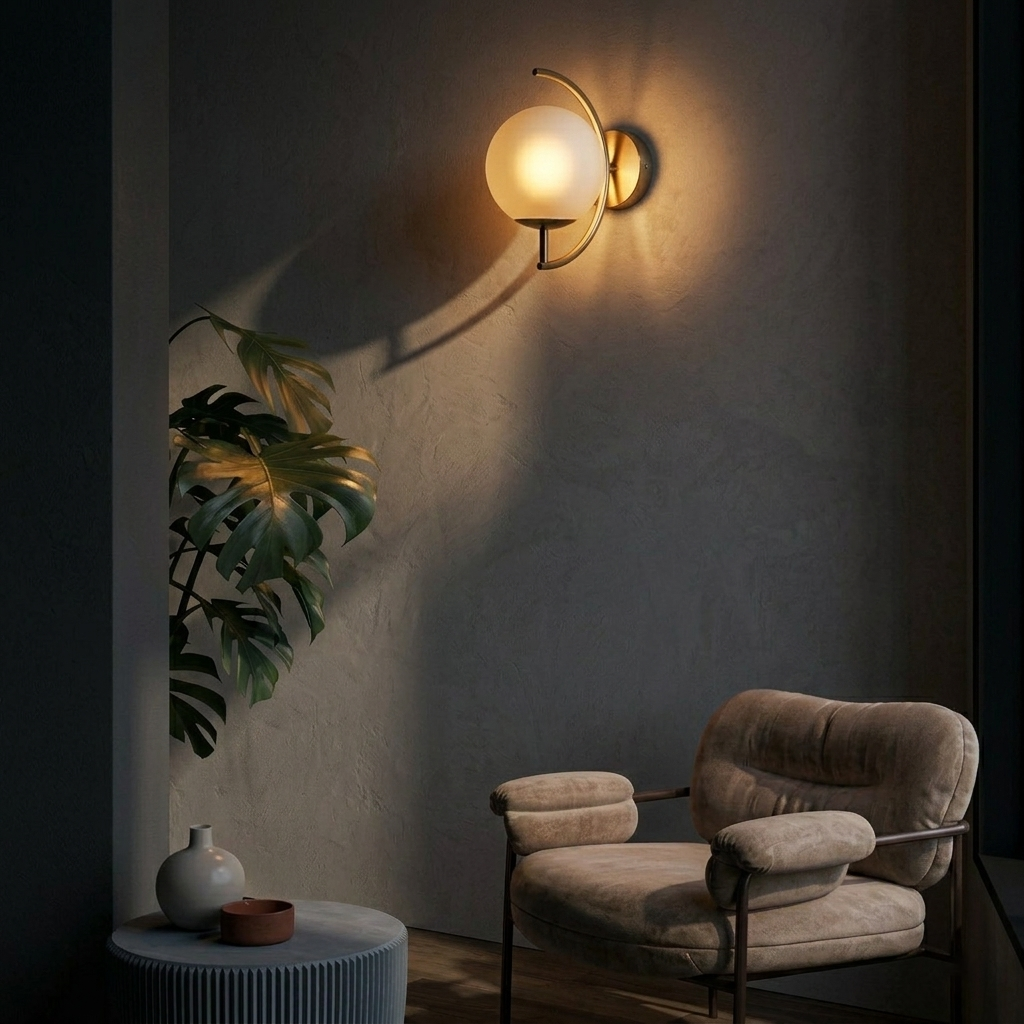 Luna Arc Modern Globe Wall Light - 8in * 12in (J)