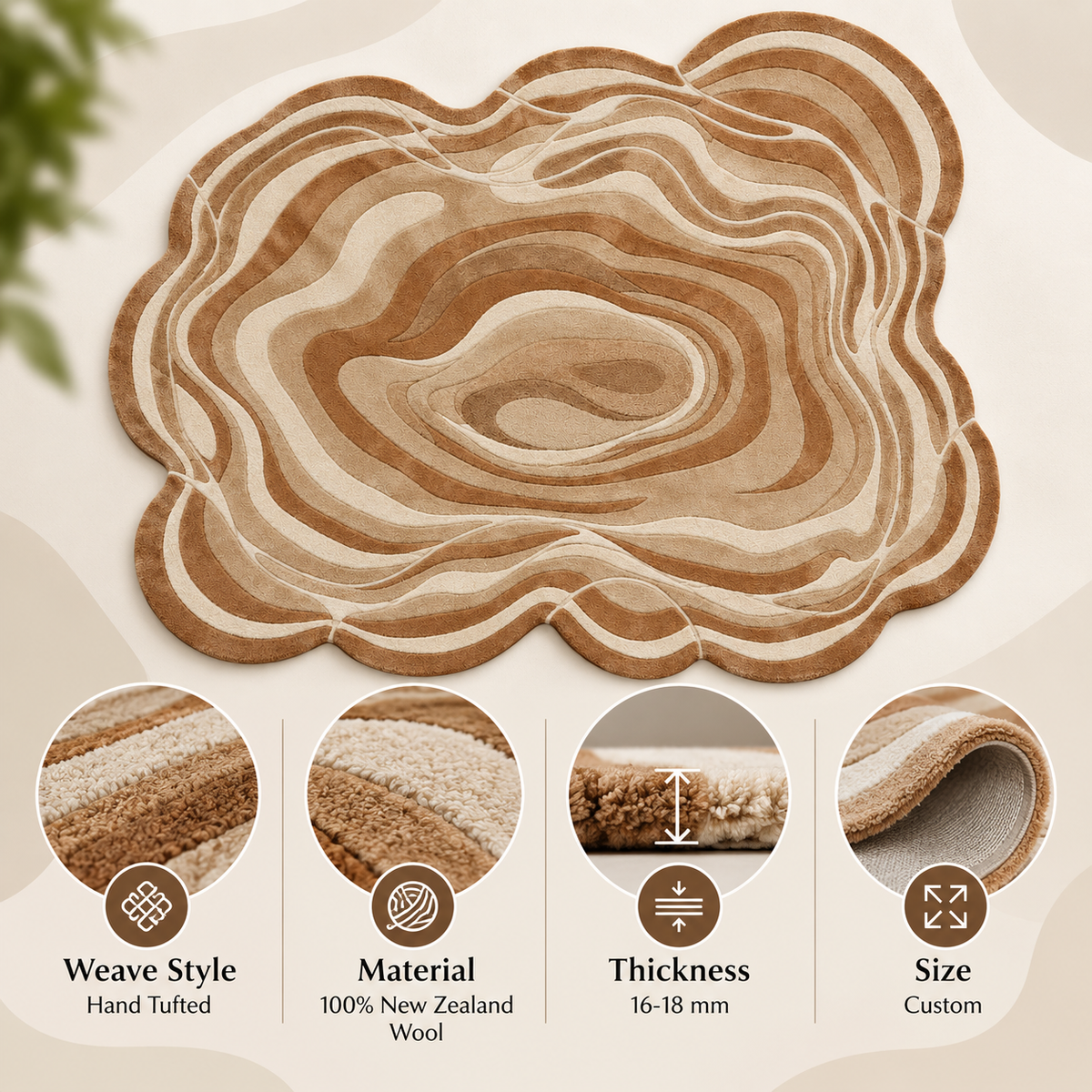 Luxe Organic Wave Rug | Sculptural Layered Organic Wave Pattern (GG)
