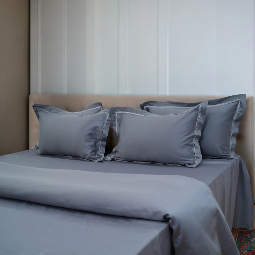 Luxor Steel Luxe (300 TC) - 100% Cotton King-Size Bedsheet + 2 Pillow Covers