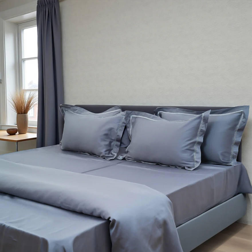 Luxor Steel Luxe (300 TC) - 100% Cotton King-Size Bedsheet + 2 Pillow Covers