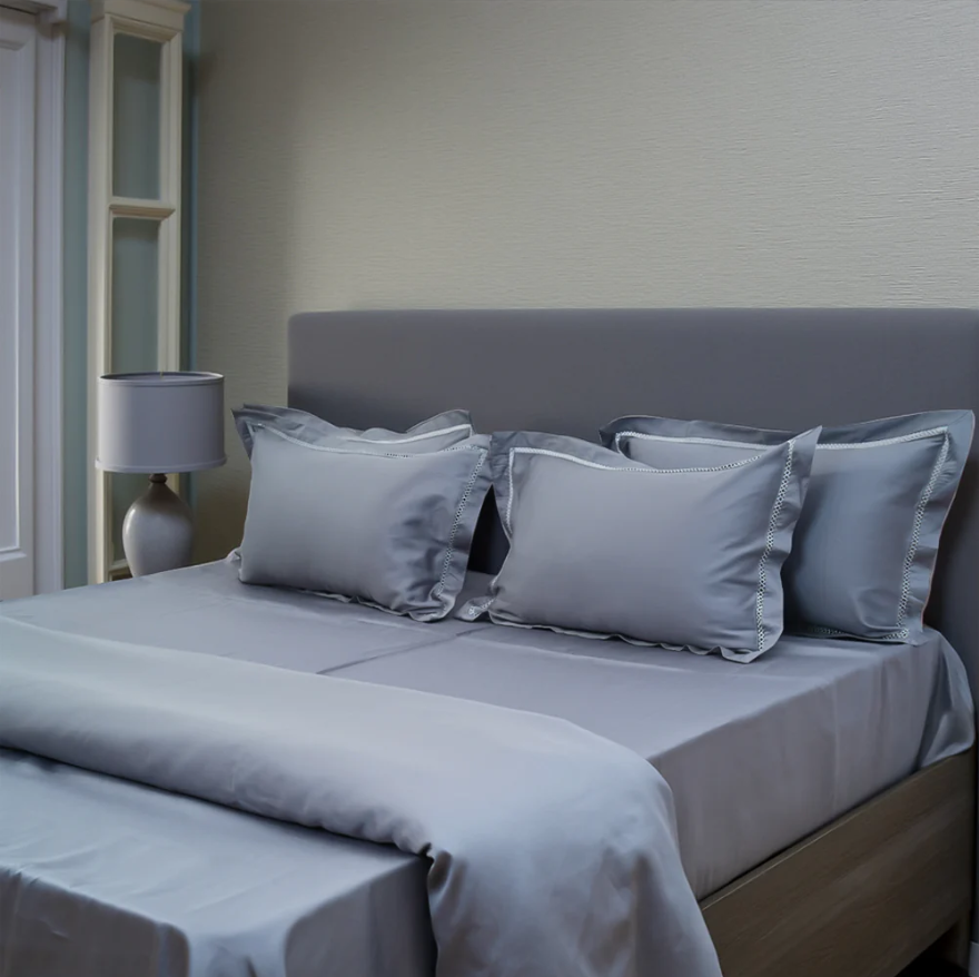 Luxor Steel Luxe (300 TC) - 100% Cotton King-Size Bedsheet + 2 Pillow Covers