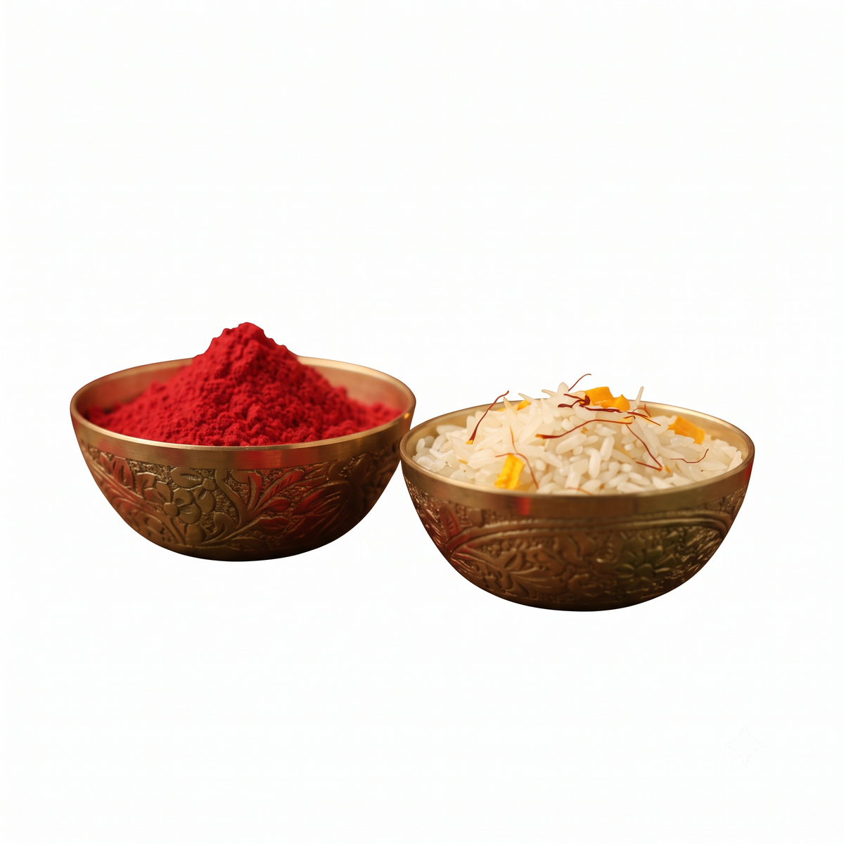 Brass Kumkum Akshat Bowl Set of 2 Pooja Katori - (DZ)