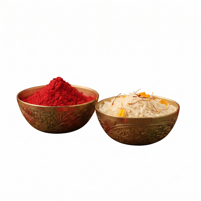 Brass Kumkum Akshat Bowl Set of 2 Pooja Katori - (DZ)