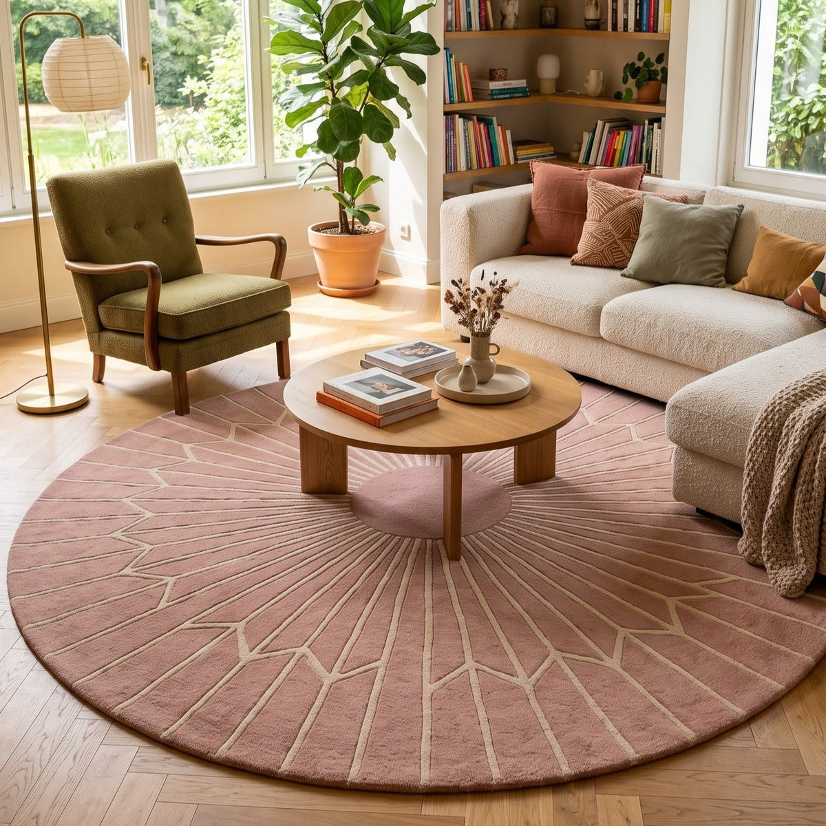 Luxury Hand-Tufted Rug | Geometric Sunburst Pattern (GG)