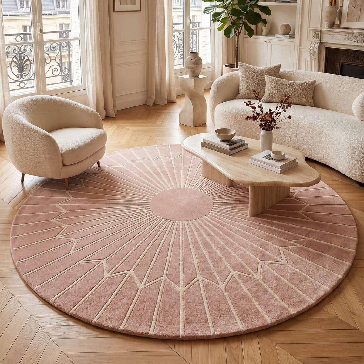 Luxury Hand-Tufted Rug | Geometric Sunburst Pattern (GG)