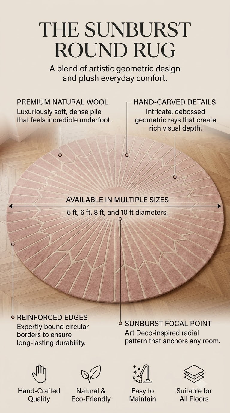 Luxury Hand-Tufted Rug | Geometric Sunburst Pattern (GG)