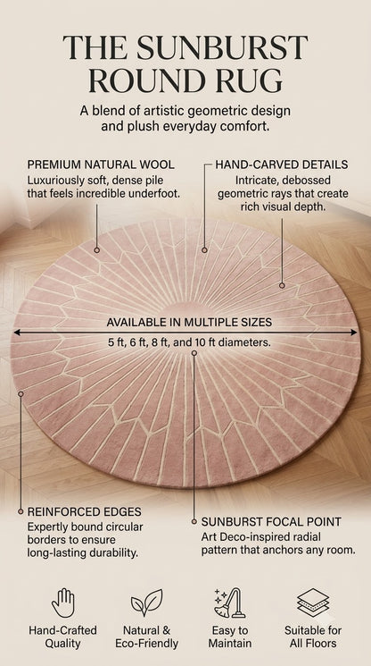 Luxury Hand-Tufted Rug | Geometric Sunburst Pattern (GG)