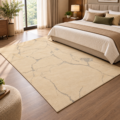 Marble Ivory New Zealand Wool Rug | Veining Pattern (GG)